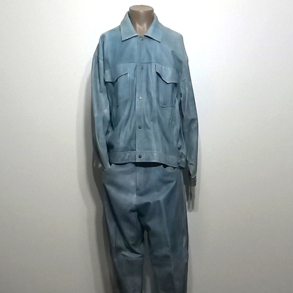 Rare & Stylish Blue Jean Style Leather and Pants Set by MANART